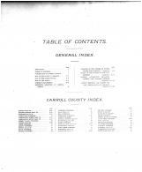 Table of Contents, Carroll County 1896 Microfilm